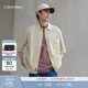 Calvin KleinJeans夏季男士海邊度假風(fēng)休閑通勤ck棉亞麻混紡寬松短袖襯衫外套 LFU-豆汁黃 L
