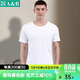 AB男T恤全棉圓領(lǐng)打底透氣汗衫舒適寬松男短袖老人衫睡衣家居服 白色 XL