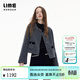 LIME FLARE萊茵福萊爾釘珠羊毛外套女2025秋冬新款短款上衣復古英倫毛呢大衣 中灰色 M