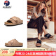 AU&MU春夏季牛皮勃肯鞋一字拖外穿男女士涼拖鞋軟木厚底懶人鞋一腳蹬 G986栗色-男女款【絨面牛皮】 42