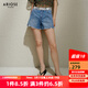 艾諾絲雅詩(shī)【商場(chǎng)同款】夏季新品新疆棉顯瘦高腰水洗短褲牛仔褲40533285 牛仔蘭 M