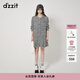 DZZIT地素粗花呢連衣裙春秋小香甜酷風(fēng)黑白格紋女 黑色 S