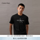 Calvin KleinJeans夏季男女情侶潮流多色休閑通勤ck印花純棉短袖針織T恤上衣 UB1-太空黑 XL