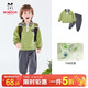 巴布豆（BOBDOG）兒童套裝春款男童POLO領(lǐng)上衣a類(lèi)中小童百搭長(cháng)褲男寶寶衛衣衛褲 牛油果綠衛衣+碳黑衛褲 100cm 均碼