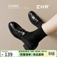 ZHR則則單鞋女新款學(xué)院風(fēng)小皮鞋子女制服粗跟樂(lè )福鞋套腳女鞋JF150黑色37