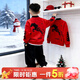 貝伊萌【黑馬逆襲】男童套裝加絨秋冬裝中大童紅色新年服本命年喜慶衛衣 紅色黑馬 套裝3911 165 (155-160CM，105-120斤)