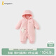 童泰（TONGTAI）嬰兒連體衣冬季純棉夾棉寶寶衣服新生兒連帽哈衣爬服粉色80cm