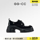 GG-CC【鞠婧祎同款】星系島嶼2024年新款樂(lè )福鞋厚底增高單鞋女G24U4835 黑色-系帶鉆飾款（漆皮） 37
