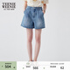 Teenie Weenie小熊女裝牛仔短褲夏季簡(jiǎn)約休閑活力通勤褲子 淺藍色 M