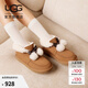UGG秋季女士時(shí)尚舒適平底圓頭蝴蝶結翻折鞋口懶人毛毛鞋 1153517 CHE | 栗色 38