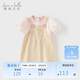 戴維貝拉女童連衣裙兒童假兩件裙子夏裝寶寶泡泡袖童裝
