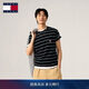 TOMMY JEANS【重磅厚實(shí)】夏男女純棉條紋針織刺繡圓領(lǐng)短袖T恤上衣