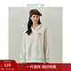 茵曼（INMAN）連帽休閑絨感衛衣冬季女裝新款長(cháng)袖寬松上衣 米白色 L