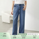 纖莉秀新款大碼女裝梨型身材胖mm寬松直筒遮肉顯瘦牛仔褲0347 牛仔藍+ 2XL