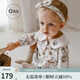 OAK FAMILY嬰兒包屁衣薄款夏季男女滿(mǎn)月寶寶長(cháng)袖連體衣純棉三角哈衣爬服 [四季款]愛(ài)麗絲花園 (不含發(fā)帶) 59cm （推薦1~3個(gè)月）