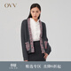 OVV秋冬熱賣(mài)女裝撞色羊毛粗棒針手工感針織休閑開(kāi)衫外套 深灰（凈色）A5 S