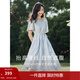 茵曼（INMAN）連衣裙高級感法式方領(lǐng)2026夏女裝新品收腰提花休閑氣質(zhì)高級感顯瘦 淺藍色 M