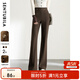 尚都比拉颯美利落氣質(zhì)通勤OL顯瘦時(shí)髦復古高腰顯瘦微嗽長(cháng)褲加絨加厚闊腿褲 134K52218咖色（加絨） XL