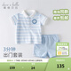 戴維貝拉（DAVE＆BELLA）童裝男童套裝帥氣衣服兒童運動(dòng)套裝男孩夏季新款洋氣短袖夏裝 藍色條紋 90 cm（建議身高80-90cm） cm（建議身高80-90cm）
