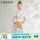 LAGOGO【蝶與花】國風(fēng)水墨雪紡連衣裙女拉谷谷夏季新款新中式盤(pán)扣 混色(Y0) M