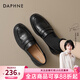 達芙妮粗跟英倫風(fēng)樂(lè )福鞋女2025新款春秋爆款棕色小皮鞋一腳蹬淺口單鞋子 黑色【經(jīng)典款跟高3.5cm】 38