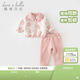 戴維貝拉（DAVE＆BELLA）女童家居服套裝雪尼爾半邊絨中大童衣服秋冬新款兒童睡衣兩件套 粉色花朵【現貨】 120 cm（建議身高110-120cm）