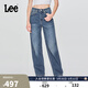 Lee25秋冬新品428懶懶褲舒適高腰直腳五袋款復古中藍色女牛仔褲