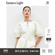 乙來(lái)（EASTERN LIGHT）【明星同款】新款連衣裙套裝2026法式氣質(zhì)黑白色泡泡袖夏季女裙 短袖小衫-香檳黃 M