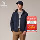 哈吉斯（HAZZYS）男裝 秋款休閑外套【可折卸帽子】夾克男ASVZU0BCU07 藏青色NV L (175/96A 48)