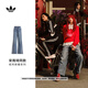 adidas宋雨琦同款休閑闊腿直筒牛仔運動(dòng)褲女裝秋季阿迪達斯三葉草   牛仔藍   M 27