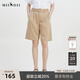 謎底夏季新款寬松休閑短褲時(shí)尚西褲五分褲配腰帶女232MK0507 深卡其 XS