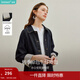 茵曼2026春季女裝新款100棉拼接條紋原色短牛仔外套復古寬松上衣 深藍色 99.0%棉1.0%其他纖維 L