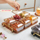 蘭琦歐輕奢六格零食分格盤(pán)家用客廳高顏值玻璃水果盤(pán)點(diǎn)心小吃盤(pán)組合套裝 零食盒琥珀色6件套+托盤(pán)（帶蓋）