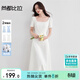 尚都比拉100%棉A字連衣裙女夏氣質(zhì)顯瘦收腰吊帶裙方領(lǐng)休閑中長(cháng)裙