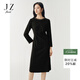 玖姿（JUZUI）優(yōu)雅珠鏈圓領(lǐng)收腰燙鉆連衣裙女2026春季新款JTGC50003 黑色 S