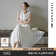 歌力思（ELLASSAY）【博主同款】2026夏新款立體收腰馬甲優(yōu)雅百褶千金風(fēng)連衣裙女Y069 珍珠白（不含腰帶） M