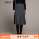 PORTS 寶姿秋冬新品女裝中長(cháng)百褶裙半裙LM9S056NFQ067 黑色格子 M (6)