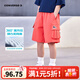 Converse匡威兒童裝男童短褲夏季新款中大童女童休閑運動(dòng)褲子五分褲 柑橘紅 160 /69 【建議身高158-170cm】