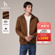 哈吉斯（HAZZYS）男裝 秋冬款簡(jiǎn)約休閑男外套拉鏈開(kāi)衫連帽衛衣男ABTZE0CDX33 棕色BW XL （180/100A 50）
