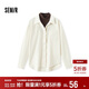 森馬（Semir）長(cháng)袖襯衫女冬季中長(cháng)款假兩件寬松磨毛襯衣通勤溫柔系101724105005