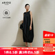 艾諾絲雅詩(shī)【商場(chǎng)同款】夏季新品長(cháng)絨棉時(shí)髦燈籠繭型連衣裙長(cháng)裙40439032 黑色 M