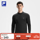 斐樂(lè ) 斐樂(lè )官方男子針織長(cháng)袖上衣2025冬季新款健身運動(dòng)加絨基礎長(cháng)T 深黑-BK L 175/96A/L
