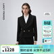 朗姿復古氣質(zhì)職業(yè)通勤黑色西裝外套春季新款短款西服上衣女 黑色2 M