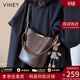 viney牛皮包包女包新款水桶包品牌斜挎包生日禮物送女友老婆老婆 【咖啡色】實(shí)用高檔輕奢單肩包 時(shí)尚百搭休閑通勤手提包