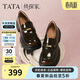 他她（TATA）偵探家厚底小皮鞋女黑色樂(lè )福鞋英倫風(fēng) 棕色 38