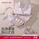 愛(ài)慕睡衣女【禮盒裝】舒適開(kāi)衫短袖九分褲發(fā)圈家居服套裝AM46B491