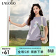 LAGOGO萌寵卡通狗印花T恤女拉谷谷2025年夏新款純棉可愛(ài)短袖上衣 淺紫色 M