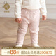 乖奇熊【絨朵棉】春秋女寶寶抓絨保暖長(cháng)褲子嬰幼兒微絨褲兒童花邊外出褲