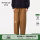 幻走（MOVEUP）冬季新款.FUN系列純棉收褶松緊腰繡花休閑直筒褲女 咖啡 M