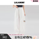LALABOBO潮流休閑褲男女裝2025夏季新款寬松闊腿時(shí)尚百搭長(cháng)褲子RBEB-ZC23 米白 薄款 S